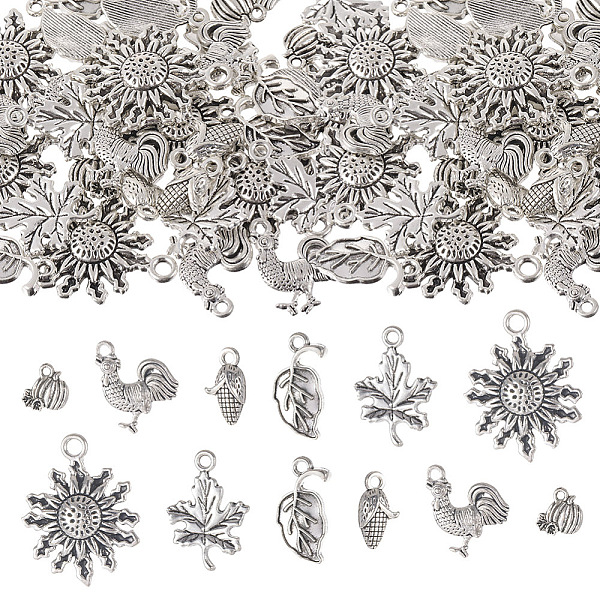 PandaHall SUNNYCLUE 60Pcs 6 Style Tibetan Style Alloy Pendants, Pumpkin & Corn & Rooster & Maple Leaf & Flower, Antique Silver...
PandaHall SUNNYCLUE 60Pcs 6 Style Tibetan Style Alloy Pendants, Pumpkin & Corn & Rooster & Maple Leaf & Flower, Antique Silver...