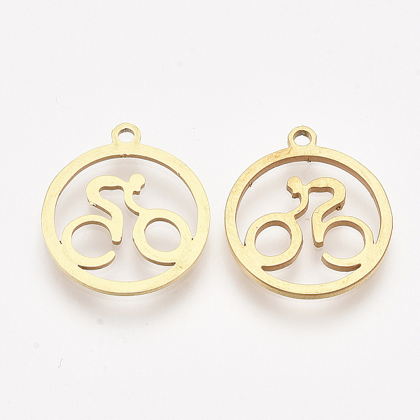 PandaHall 201 Stainless Steel Pendants, Laser Cut Pendants, Flat Round with Bicycle, Golden, 17x15x1mm, Hole: 1.4mm 201 Stainless Steel Flat...
PandaHall 201 Stainless Steel Pendants, Laser Cut Pendants, Flat Round with Bicycle, Golden, 17x15x1mm, Hole: 1.4mm 201 Stainless Steel Flat...