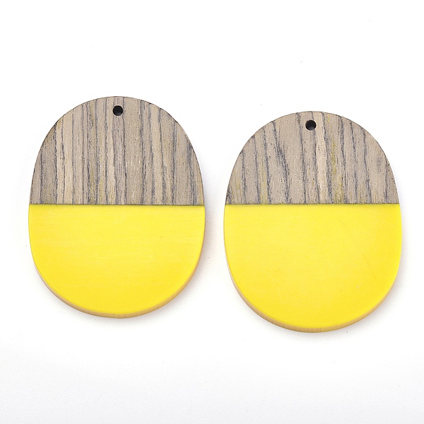 PandaHall Resin & Wenge Wood Pendants, Oval, Yellow, 44.5x34.5~35.5x3~4mm, Hole: 2mm Resin+Wood Oval Yellow
PandaHall Resin & Wenge Wood Pendants, Oval, Yellow, 44.5x34.5~35.5x3~4mm, Hole: 2mm Resin+Wood Oval Yellow