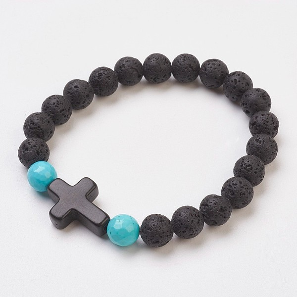 PandaHall Synthetic Turquoise Beads Stretch Bracelets, with Natural Lava Rock Beads, Round and Cross, 2 inch(5.1cm) Lava Rock Black
PandaHall Synthetic Turquoise Beads Stretch Bracelets, with Natural Lava Rock Beads, Round and Cross, 2 inch(5.1cm) Lava Rock Black