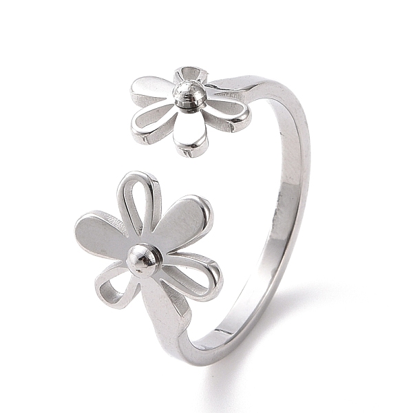 PandaHall 304 Stainless Steel Flower Open Cuff Ring for Women, Stainless Steel Color, US Size 6~9 1/4(16.5~19.1mm) 304 Stainless Steel
PandaHall 304 Stainless Steel Flower Open Cuff Ring for Women, Stainless Steel Color, US Size 6~9 1/4(16.5~19.1mm) 304 Stainless Steel