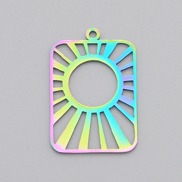 PandaHall Ion Plating(IP) 201 Stainless Steel Pendants, Laser Cut, Sunburst, Rainbow Color, 27.5x18.5x1mm, Hole: 1.6mm 201 Stainless Steel...
PandaHall Ion Plating(IP) 201 Stainless Steel Pendants, Laser Cut, Sunburst, Rainbow Color, 27.5x18.5x1mm, Hole: 1.6mm 201 Stainless Steel...