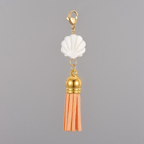 PandaHall Faux Suede Tassel Big Pendants, with Natural Freshwater Shell Beads and 304 Stainless Steel Lobster Claw Clasps, Orange, 71.5mm...
PandaHall Faux Suede Tassel Big Pendants, with Natural Freshwater Shell Beads and 304 Stainless Steel Lobster Claw Clasps, Orange, 71.5mm...