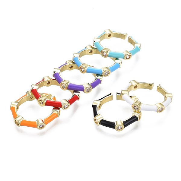 PandaHall Clear Cubic Zirconia Bamboo Shape Open Cuff Ring with Enamel for Women, Real 18K Gold Plated Brass Jewelry, Nickel Free, Mixed..., Multicolor
PandaHall Clear Cubic Zirconia Bamboo Shape Open Cuff Ring with Enamel for Women, Real 18K Gold Plated Brass Jewelry, Nickel Free, Mixed..., Multicolor