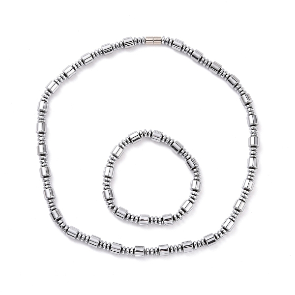 PandaHall Synthetic Hematite & Brass Column Beaded Necklace Bracelet with Magnetic Clasps, Gemstone Jewelry Set for Men Women, Platinum...
PandaHall Synthetic Hematite & Brass Column Beaded Necklace Bracelet with Magnetic Clasps, Gemstone Jewelry Set for Men Women, Platinum...
