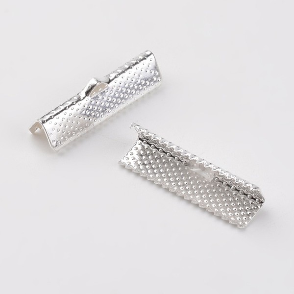 PandaHall Iron Ribbon Crimp Ends, Cadmium Free & Nickel Free & Lead Free, Silver, 8x25mm, Hole: 1.6mm Iron Silver
PandaHall Iron Ribbon Crimp Ends, Cadmium Free & Nickel Free & Lead Free, Silver, 8x25mm, Hole: 1.6mm Iron Silver