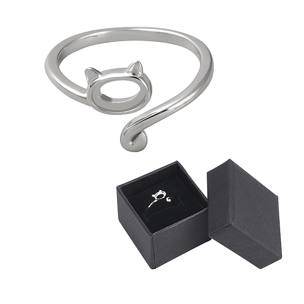PandaHall 1Pc Rhodium Plated 925 Sterling Silver Open Cuff Ring Findings, Bezel Cup Ring Settings, Cat, with 1Pc Jewelry Gift Boxes...
PandaHall 1Pc Rhodium Plated 925 Sterling Silver Open Cuff Ring Findings, Bezel Cup Ring Settings, Cat, with 1Pc Jewelry Gift Boxes...
