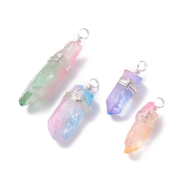 PandaHall Electroplate Natural Quartz Crystal Pendants, with Copper Wire Wrapped, Two Tone, Dyed, Nuggets, Silver..., Multicolor
PandaHall Electroplate Natural Quartz Crystal Pendants, with Copper Wire Wrapped, Two Tone, Dyed, Nuggets, Silver..., Multicolor