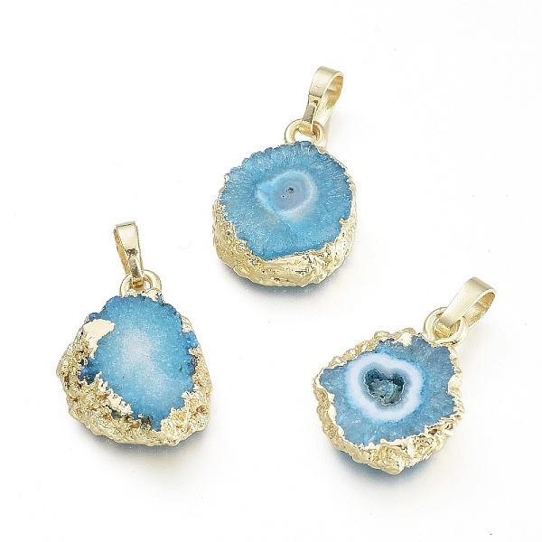 PandaHall Electroplated Natural Agate Pendants, with Brass Findings, Dyed, Flat Round, Light Sky Blue, Golden, 17~23.5x13~18x5~6mm, Hole...
PandaHall Electroplated Natural Agate Pendants, with Brass Findings, Dyed, Flat Round, Light Sky Blue, Golden, 17~23.5x13~18x5~6mm, Hole...