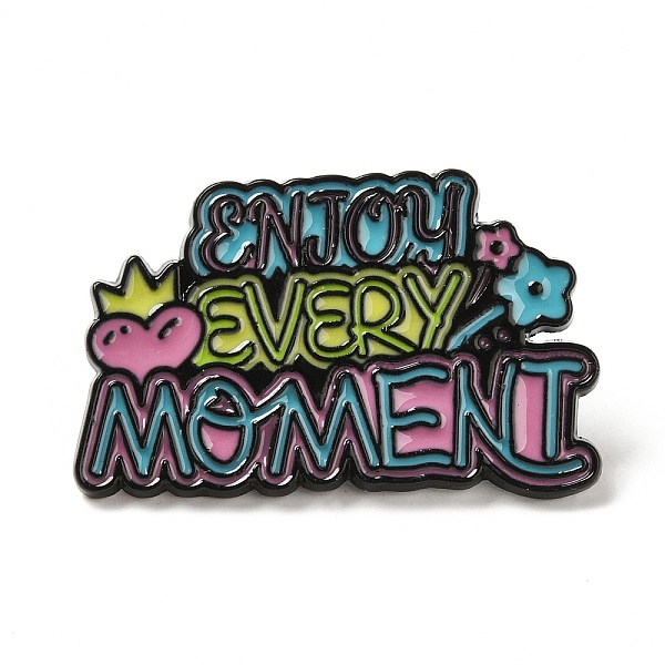 PandaHall Black Zinc Alloy Brooches, Inspiring Word Enjoy Every Moment Enamel Pins, Colorful, 18x29x1mm Alloy+Enamel Word
PandaHall Black Zinc Alloy Brooches, Inspiring Word Enjoy Every Moment Enamel Pins, Colorful, 18x29x1mm Alloy+Enamel Word