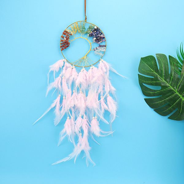 PandaHall Tree of Life Wrapped Natural & Synthetic Mixed Stone Chips Woven Web/Net with Feather Decorations, for Home Bedroom Hanging...
PandaHall Tree of Life Wrapped Natural & Synthetic Mixed Stone Chips Woven Web/Net with Feather Decorations, for Home Bedroom Hanging...