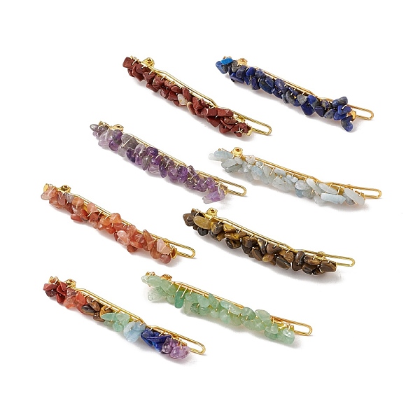 PandaHall Natural Mixed Gemstone Hair Barrettes, with Iron Findings, Hair Accessories for Woman Girl, Golden, 67.5~68x6~10x7mm Mixed Stone
PandaHall Natural Mixed Gemstone Hair Barrettes, with Iron Findings, Hair Accessories for Woman Girl, Golden, 67.5~68x6~10x7mm Mixed Stone
