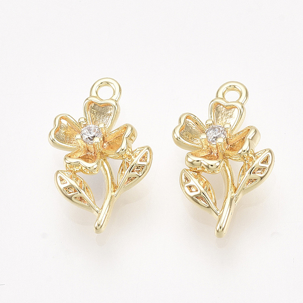 PandaHall Brass Charms, with Cubic Zirconia, Real 18K Gold Plated, Nickel Free, Flower, Clear, 11.5x7x2.5mm, Hole: 1mm Brass+Cubic Zirconia...
PandaHall Brass Charms, with Cubic Zirconia, Real 18K Gold Plated, Nickel Free, Flower, Clear, 11.5x7x2.5mm, Hole: 1mm Brass+Cubic Zirconia...