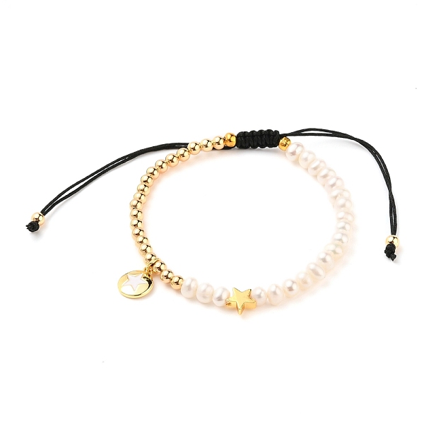 PandaHall Adjustable Nylon Thread Braided Bead Bracelets, with Natural Pearl Beads, Brass Beads, Brass Enamel Charms, Flat Round with Star..., Black
PandaHall Adjustable Nylon Thread Braided Bead Bracelets, with Natural Pearl Beads, Brass Beads, Brass Enamel Charms, Flat Round with Star..., Black
