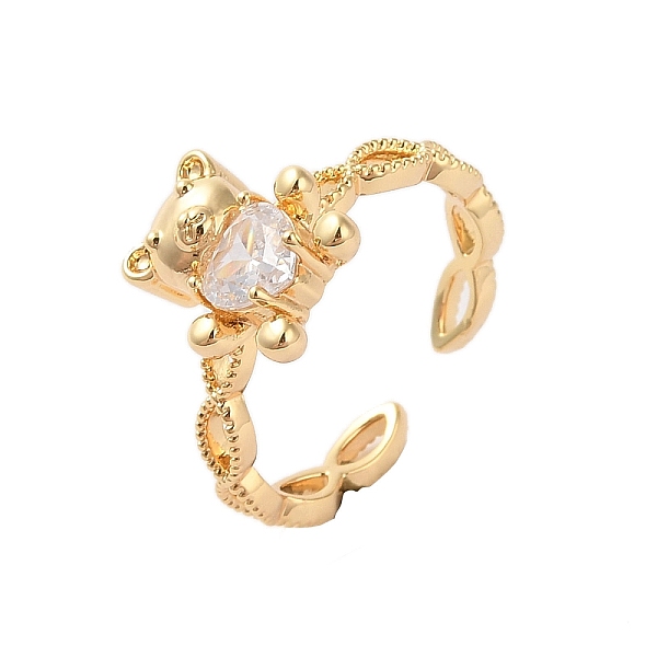 PandaHall Brass Micro Pave Cubic Zirconia Open Cuff Rings, Bear, Light Gold, Inner Diameter: 17.6mm Brass+Cubic Zirconia Bear
PandaHall Brass Micro Pave Cubic Zirconia Open Cuff Rings, Bear, Light Gold, Inner Diameter: 17.6mm Brass+Cubic Zirconia Bear