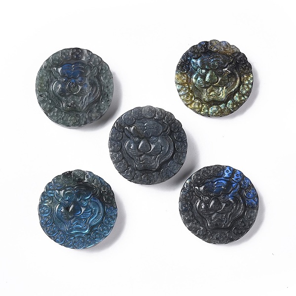 PandaHall Natural Labradorite Cabochons, Flat Round with Tiger Head, 34~35x33.5~34x8.5~13mm Labradorite Flat Round
PandaHall Natural Labradorite Cabochons, Flat Round with Tiger Head, 34~35x33.5~34x8.5~13mm Labradorite Flat Round