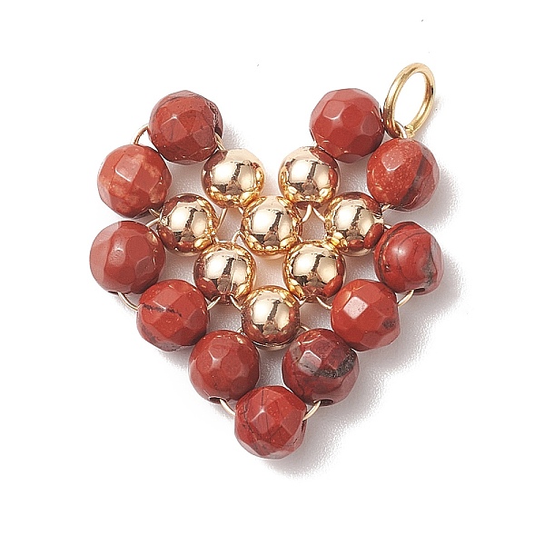 PandaHall Natural Red Jasper Copper Wire Wrapped Pendants, Heart Charms, with Golden Tone Brass Beads, 22.5x22x4.5mm, Hole: 3.6mm Red Jasper...
PandaHall Natural Red Jasper Copper Wire Wrapped Pendants, Heart Charms, with Golden Tone Brass Beads, 22.5x22x4.5mm, Hole: 3.6mm Red Jasper...