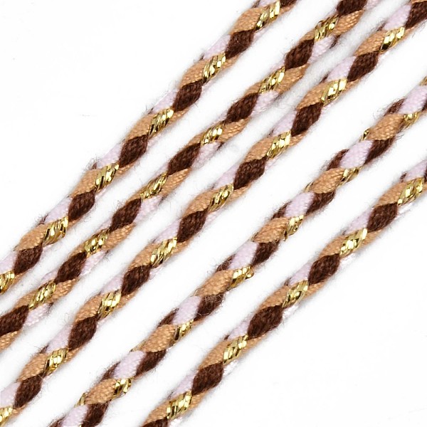 PandaHall Tri-color Polyester Braided Cords, with Gold Metallic Thread, for Braided Jewelry Friendship Bracelet Making, Camel, 2mm, about..., Brown
PandaHall Tri-color Polyester Braided Cords, with Gold Metallic Thread, for Braided Jewelry Friendship Bracelet Making, Camel, 2mm, about..., Brown