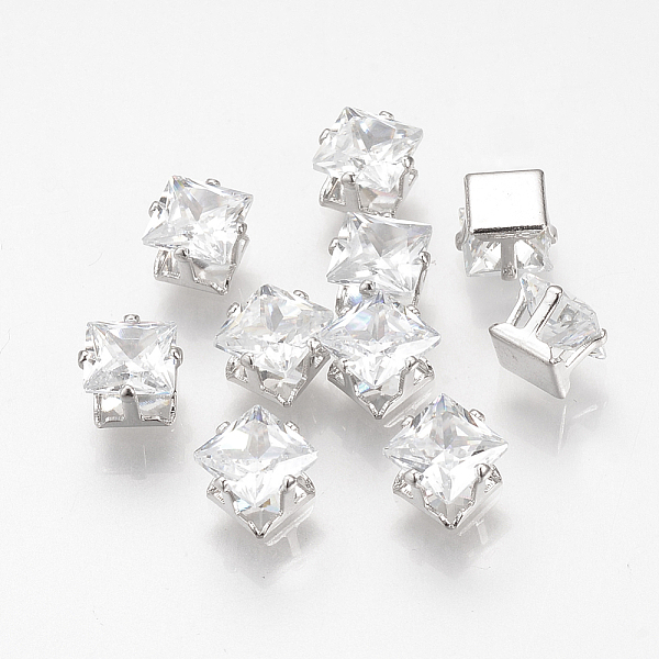 PandaHall Cubic Zirconia Cabochons, with Iron Findings, Square, Platinum, 6x6x5mm, Bottom: 4.5x4.5mm Cubic Zirconia Square
PandaHall Cubic Zirconia Cabochons, with Iron Findings, Square, Platinum, 6x6x5mm, Bottom: 4.5x4.5mm Cubic Zirconia Square