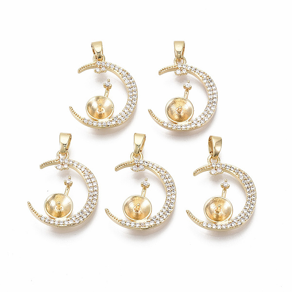 PandaHall Brass Cubic Zirconia Peg Bails Pendants, for Half Drilled Bead, Nickel Free, with Brass Snap on Bails, Moon, Real 18K Gold Plated..., Clear
PandaHall Brass Cubic Zirconia Peg Bails Pendants, for Half Drilled Bead, Nickel Free, with Brass Snap on Bails, Moon, Real 18K Gold Plated..., Clear