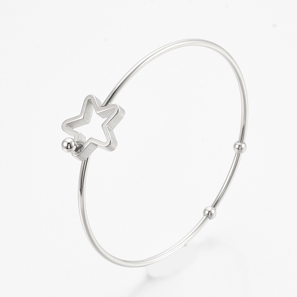 PandaHall 304 Stainless Steel Bangles, with 201 Stainless Steel Beads, Star, Stainless Steel Color, 2-3/8 inch(6.2cm)x2-3/8 inch(6.1cm)...
PandaHall 304 Stainless Steel Bangles, with 201 Stainless Steel Beads, Star, Stainless Steel Color, 2-3/8 inch(6.2cm)x2-3/8 inch(6.1cm)...