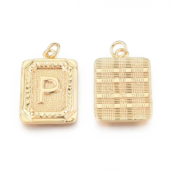 PandaHall Brass Pendants, with Jump Rings, Cadmium Free & Nickel Free & Lead Free, Rectangle with Letter, Real 18K Gold Plated, Letter.P...
PandaHall Brass Pendants, with Jump Rings, Cadmium Free & Nickel Free & Lead Free, Rectangle with Letter, Real 18K Gold Plated, Letter.P...