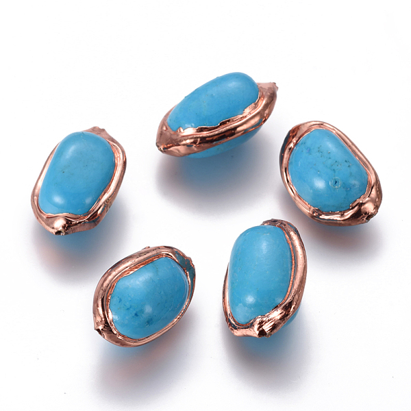 PandaHall Synthetic Turquoise Beads, with Brass Findings, Oval, Rose Gold, 20~23x13~17x11~14mm, Hole: 0.8~1mm Synthetic Turquoise Oval
PandaHall Synthetic Turquoise Beads, with Brass Findings, Oval, Rose Gold, 20~23x13~17x11~14mm, Hole: 0.8~1mm Synthetic Turquoise Oval