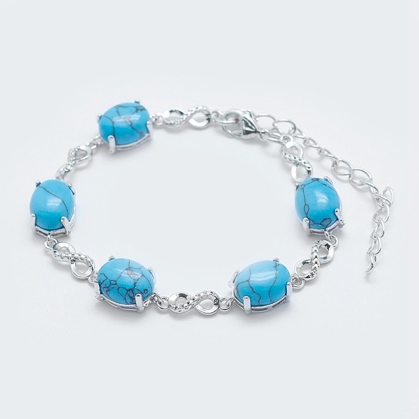 PandaHall Synthetic Turquoise Link Chain Bracelets, with Brass Findings, Real Platinum Plated, Oval and Infinity, 5-3/4 inch~6 inch...
PandaHall Synthetic Turquoise Link Chain Bracelets, with Brass Findings, Real Platinum Plated, Oval and Infinity, 5-3/4 inch~6 inch...