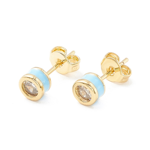 PandaHall Column Cubic Zirconia Stud Earrings with Enamel, Real 18K Gold Plated Brass Earrings for Women, Cadmium Free & Nickel Free & Lead..., Cyan
PandaHall Column Cubic Zirconia Stud Earrings with Enamel, Real 18K Gold Plated Brass Earrings for Women, Cadmium Free & Nickel Free & Lead..., Cyan