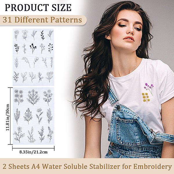 PandaHall CRASPIRE Flowers Leaves Water Soluble Embroidery Stabilizers Plants Hand Sewing Stick and Stitch Transfers Paper Wash Away..., Black
PandaHall CRASPIRE Flowers Leaves Water Soluble Embroidery Stabilizers Plants Hand Sewing Stick and Stitch Transfers Paper Wash Away..., Black