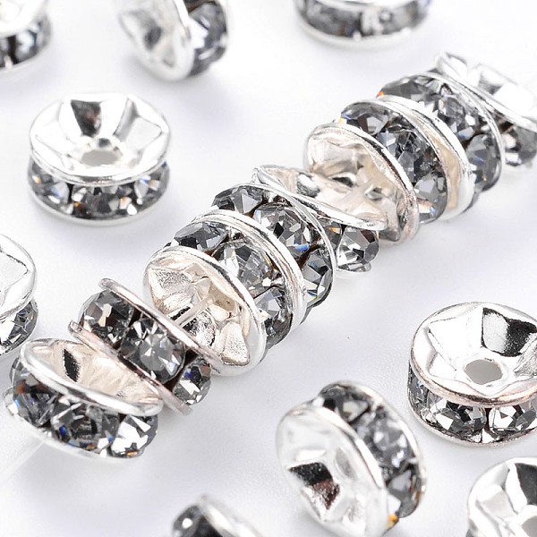 PandaHall Brass Grade A Rhinestone Spacer Beads, Silver Color Plated, Nickel Free, Black Diamond, 7x3.2mm, Hole: 1.2mm Brass+Rhinestone..., Gray
PandaHall Brass Grade A Rhinestone Spacer Beads, Silver Color Plated, Nickel Free, Black Diamond, 7x3.2mm, Hole: 1.2mm Brass+Rhinestone..., Gray