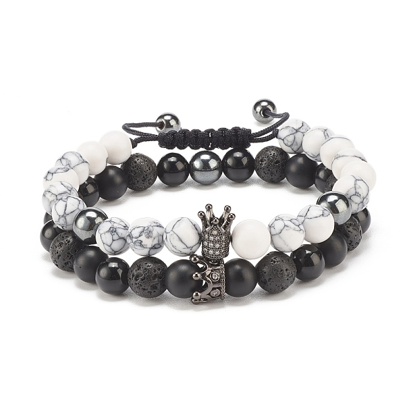 PandaHall 2Pcs 2 Style Cubic Zirconia Braided Bead Bracelet, Synthetic Howlite & Natural Lava Rock & Brass Round Beaded Bracelets for Women...
PandaHall 2Pcs 2 Style Cubic Zirconia Braided Bead Bracelet, Synthetic Howlite & Natural Lava Rock & Brass Round Beaded Bracelets for Women...