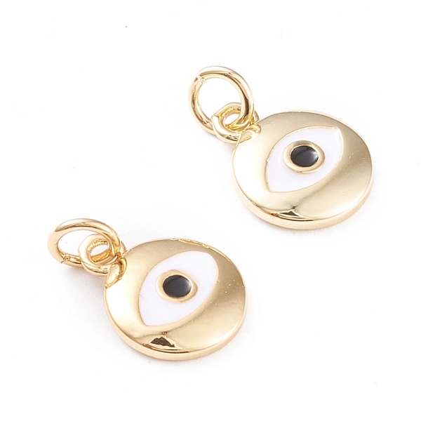 PandaHall Brass Enamel Charms, with Jump Rings, Long-Lasting Plated, Flat Round with Evil Eye, White & Black, Real 18K Gold Plated...
PandaHall Brass Enamel Charms, with Jump Rings, Long-Lasting Plated, Flat Round with Evil Eye, White & Black, Real 18K Gold Plated...