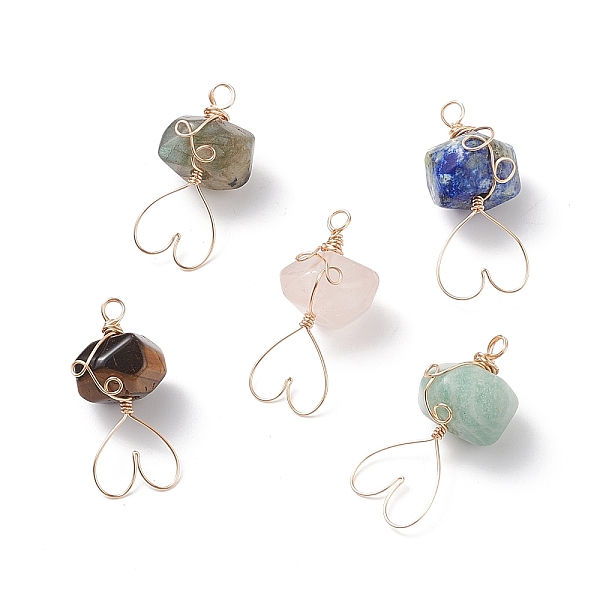 PandaHall Natural Mixed Gemstone Pendants, with Golden Tone Eco-Friendly Copper Wire Wrapped, Faceted Rondelle with Heart Charms, Mixed Dyed...
PandaHall Natural Mixed Gemstone Pendants, with Golden Tone Eco-Friendly Copper Wire Wrapped, Faceted Rondelle with Heart Charms, Mixed Dyed...