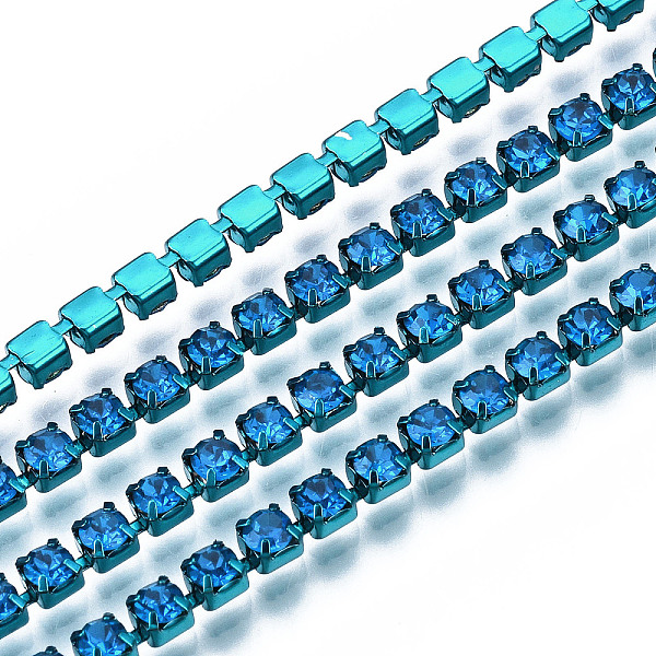 PandaHall Electrophoresis Iron Rhinestone Strass Chains, Rhinestone Cup Chains, with Spool, Capri Blue, SS12, 3~3.2mm, about 10yards/roll..., Cyan
PandaHall Electrophoresis Iron Rhinestone Strass Chains, Rhinestone Cup Chains, with Spool, Capri Blue, SS12, 3~3.2mm, about 10yards/roll..., Cyan