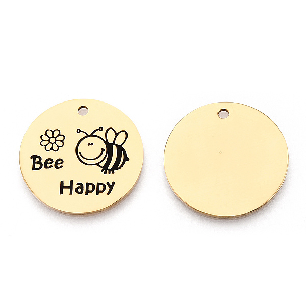 PandaHall 201 Stainless Steel Pendants, Flat Round with Word Bee Happy, Golden, 30x1.5mm, Hole: 2mm 201 Stainless Steel Flat Round
PandaHall 201 Stainless Steel Pendants, Flat Round with Word Bee Happy, Golden, 30x1.5mm, Hole: 2mm 201 Stainless Steel Flat Round