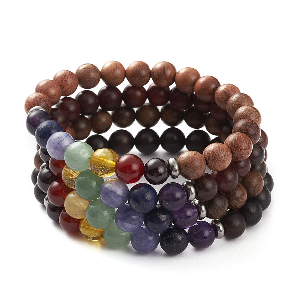 PandaHall Chakra Jewelry, Natural Wood Beads Stretch Bracelets Sets, with Natural Gemstone Beads and 304 Stainless Steel Spacer Beads, Round...
PandaHall Chakra Jewelry, Natural Wood Beads Stretch Bracelets Sets, with Natural Gemstone Beads and 304 Stainless Steel Spacer Beads, Round...