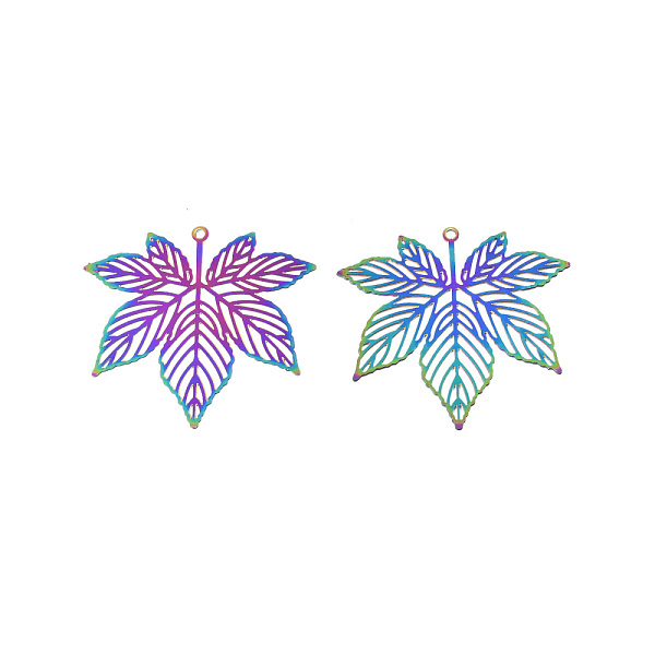 PandaHall 201 Stainless Steel Pendants, Etched Metal Embellishments, Leaf, Rainbow Color, 33.5x35x0.3mm, Hole: 1.2mm 201 Stainless Steel...
PandaHall 201 Stainless Steel Pendants, Etched Metal Embellishments, Leaf, Rainbow Color, 33.5x35x0.3mm, Hole: 1.2mm 201 Stainless Steel...