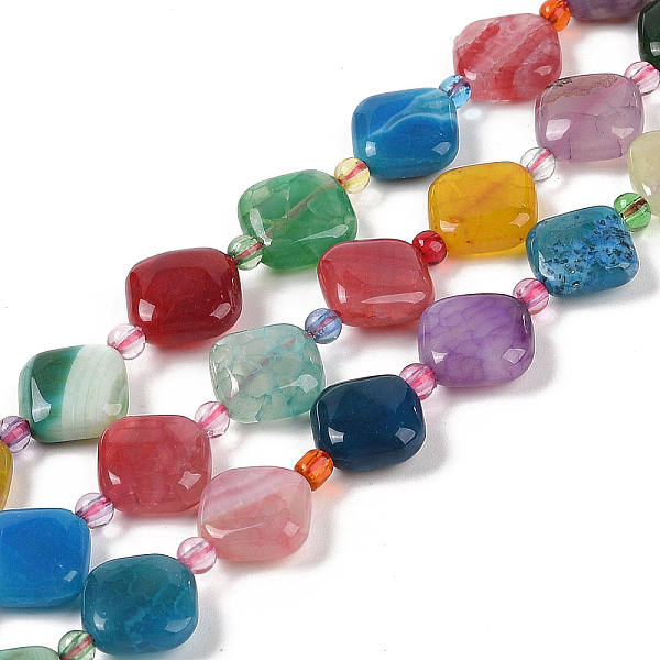 PandaHall Natural Agate Beads Strands, Dyed & Heated, Rhombus, with Seed Beads, Mixed Color, 13.5x13.5x5mm, Hole: 0.8mm, about 24pcs/strand..., Multicolor
PandaHall Natural Agate Beads Strands, Dyed & Heated, Rhombus, with Seed Beads, Mixed Color, 13.5x13.5x5mm, Hole: 0.8mm, about 24pcs/strand..., Multicolor