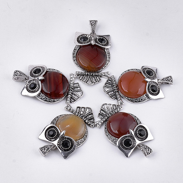 PandaHall Natural Carnelian Big Pendants, with Rhinestone and Alloy Findings, Dyed, Owl, Antique Silver, 50x32x9.5~10mm, Hole: 4.5x9mm..., Black
PandaHall Natural Carnelian Big Pendants, with Rhinestone and Alloy Findings, Dyed, Owl, Antique Silver, 50x32x9.5~10mm, Hole: 4.5x9mm..., Black