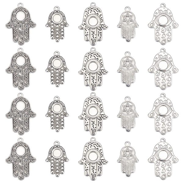 PandaHall DICOSMETIC 20Pcs 5 Style 304 Stainless Steel Pendants Cabochon Settings, for Religion, Hamsa Hand/Hand of Miriam with Eye, Antique...
PandaHall DICOSMETIC 20Pcs 5 Style 304 Stainless Steel Pendants Cabochon Settings, for Religion, Hamsa Hand/Hand of Miriam with Eye, Antique...