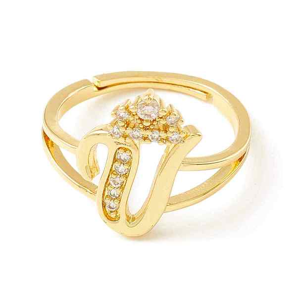 PandaHall Clear Cubic Zirconia Initial Letter with Crown Adjustable Ring, Real 18K Gold Plated Brass Alphabet Ring for Women, Cadmium Free &...
PandaHall Clear Cubic Zirconia Initial Letter with Crown Adjustable Ring, Real 18K Gold Plated Brass Alphabet Ring for Women, Cadmium Free &...