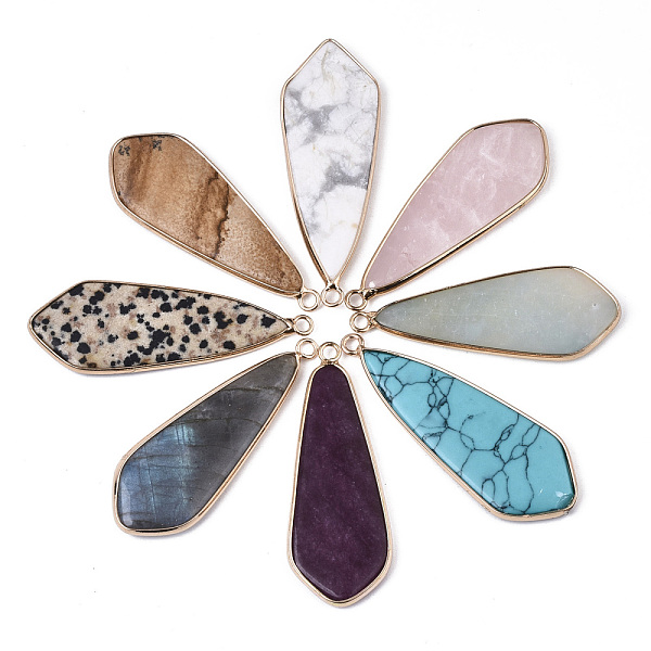 PandaHall Natural & Synthetic Mixed Gemstone Pendants, with Light Gold Plated Brass Edge and Loop, Teardrop, 49x18x4.5mm, Hole: 2.5mm Mixed...
PandaHall Natural & Synthetic Mixed Gemstone Pendants, with Light Gold Plated Brass Edge and Loop, Teardrop, 49x18x4.5mm, Hole: 2.5mm Mixed...