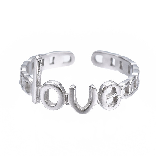 PandaHall 304 Stainless Steel Word Love Open Cuff Ring, Chunky Hollow Ring for Women, Stainless Steel Color, US Size 6 3/4(17.1mm) 304...
PandaHall 304 Stainless Steel Word Love Open Cuff Ring, Chunky Hollow Ring for Women, Stainless Steel Color, US Size 6 3/4(17.1mm) 304...