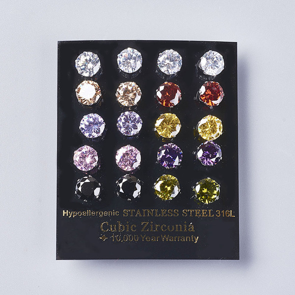 PandaHall Cubic Zirconia Stud Earrings, with 304 Stainless Steel Findings, Mixed Color, 16x8mm, Pin: 0.6mm Cubic Zirconia Multicolor
PandaHall Cubic Zirconia Stud Earrings, with 304 Stainless Steel Findings, Mixed Color, 16x8mm, Pin: 0.6mm Cubic Zirconia Multicolor