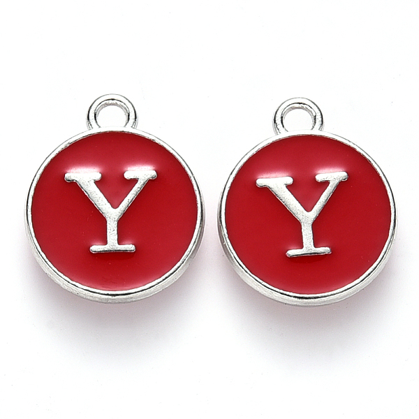 PandaHall Platinum Plated Alloy Enamel Charms, Cadmium Free & Lead Free, Enamelled Sequins, Flat Round with Letter, Red, Letter.Y, 14x12x2mm...
PandaHall Platinum Plated Alloy Enamel Charms, Cadmium Free & Lead Free, Enamelled Sequins, Flat Round with Letter, Red, Letter.Y, 14x12x2mm...