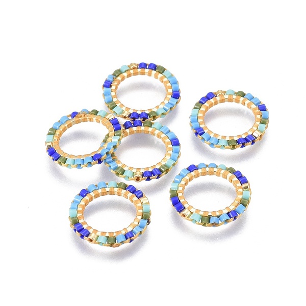 PandaHall MIYUKI & TOHO Handmade Japanese Seed Beads, with Brass Link Rings, Loom Pattern, Ring, Golden, Colorful, 15~16x1.8mm Glass Ring
PandaHall MIYUKI & TOHO Handmade Japanese Seed Beads, with Brass Link Rings, Loom Pattern, Ring, Golden, Colorful, 15~16x1.8mm Glass Ring
