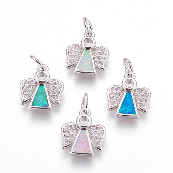 PandaHall Brass Cubic Zirconia Pendants, with Synthetic Opal, Angel, Platinum, Mixed Color, 14.5x12x2.5mm, Hole: 4mm Brass+Cubic Zirconia..., Multicolor
PandaHall Brass Cubic Zirconia Pendants, with Synthetic Opal, Angel, Platinum, Mixed Color, 14.5x12x2.5mm, Hole: 4mm Brass+Cubic Zirconia..., Multicolor