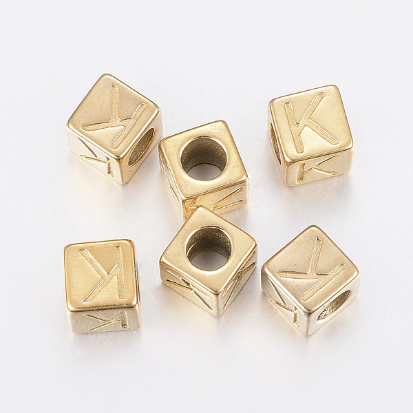 PandaHall 304 Stainless Steel Large Hole Letter European Beads, Horizontal Hole, Cube with Letter.K, Golden, 8x8x8mm, Hole: 5mm 304...
PandaHall 304 Stainless Steel Large Hole Letter European Beads, Horizontal Hole, Cube with Letter.K, Golden, 8x8x8mm, Hole: 5mm 304...