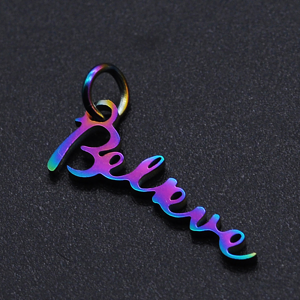 PandaHall Ion Plating(IP) 201 Stainless Steel Pendants, Inspirational Message Pendants, with Jump Rings, Word Believe, Rainbow Color...
PandaHall Ion Plating(IP) 201 Stainless Steel Pendants, Inspirational Message Pendants, with Jump Rings, Word Believe, Rainbow Color...